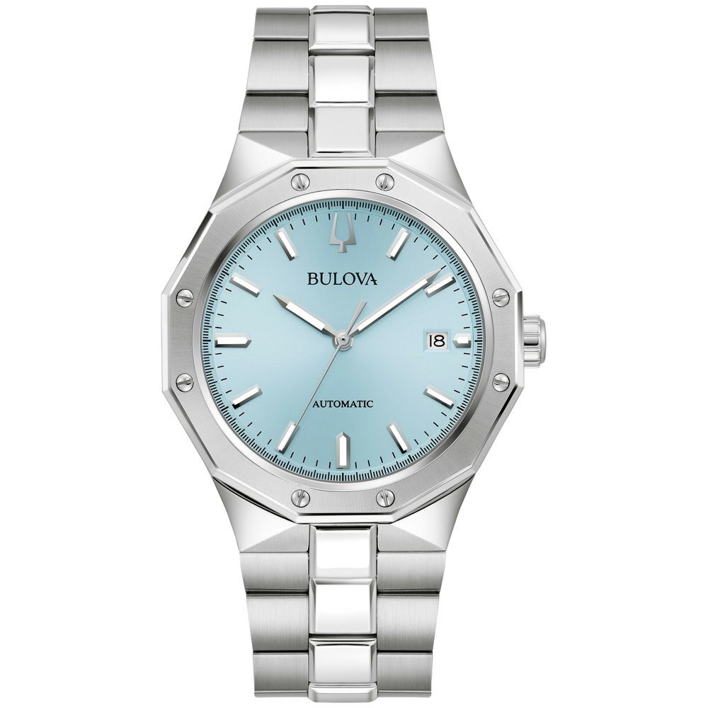 国内正規品　ブローバ　BULOVA　クラシック 　　96B462　自動巻　メカニカル　スカイブルー色　水色文字盤　ステンレス 日付機能　10気圧防水　　国際保証登録可　バンド調整サービス　ラッピングサービス 45,540円
