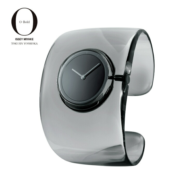 定め事品 イッセイミヤケ O-Bold Designed by Tokujin Yoshioka NYAS002 薄墨色スケルトン 石英 2針 バングル ラッピング無料