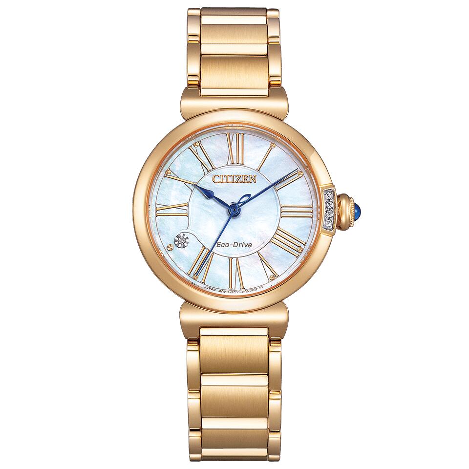 国内正規品　シチズン　citizen　L エル　EM1063-89D　エコドライブ　ソーラー　ダイヤ付　白蝶貝文字盤　イエローゴールド色　最長5年保証　バンド調整サービス　ラッピング無料　送料無料