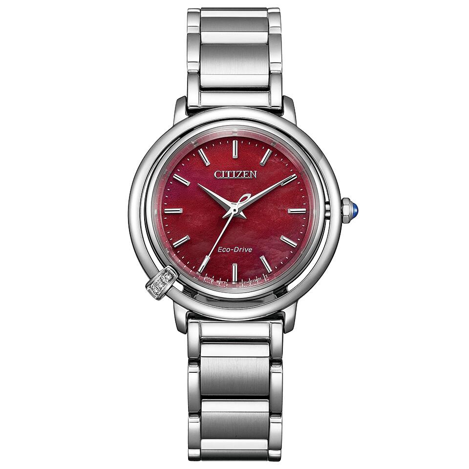 国内正規品　シチズン　citizen　L エル　EM1090-78X　エコドライブ　ソーラー　ダイヤ付　レッド　赤文字盤　替えバンド　最長5年保証　バンド調整サービス　ラッピング無料　送料無料
