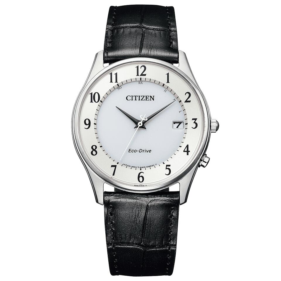 国内正規品 CITIZEN シチズンコレクション 電波時計 AS1060-11A アラビア全数字 白文字盤 ホワイト エコドライブ ソーラー 黒牛革バンド 最長5年保証 送料無料 ラッピングサービス|ツキウ時計店