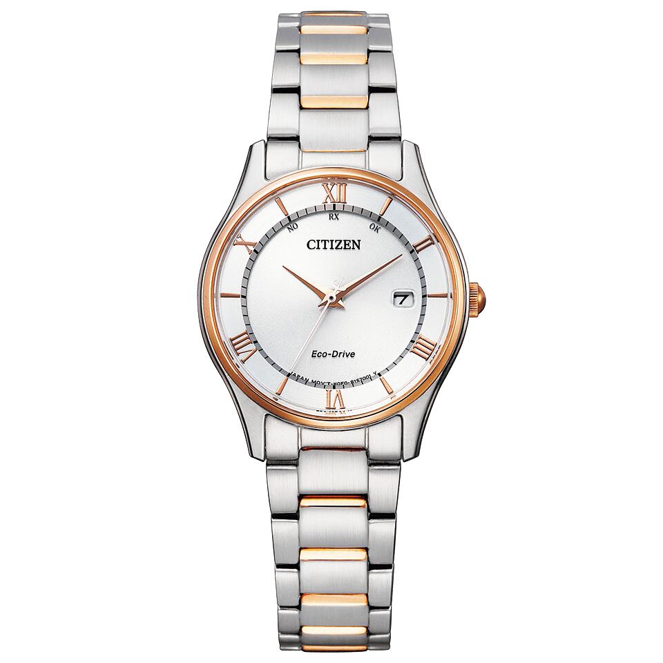 国内正規品　CITIZEN　シチズンコレクション レディース　電波時計 ES0002-57A　白文字盤　ホワイト　エコドライブ　ソーラー ピンクゴールド色コンビ　ステンレス　最長5年保証　送料無料　バンド調整サービス　ラッピングサービス