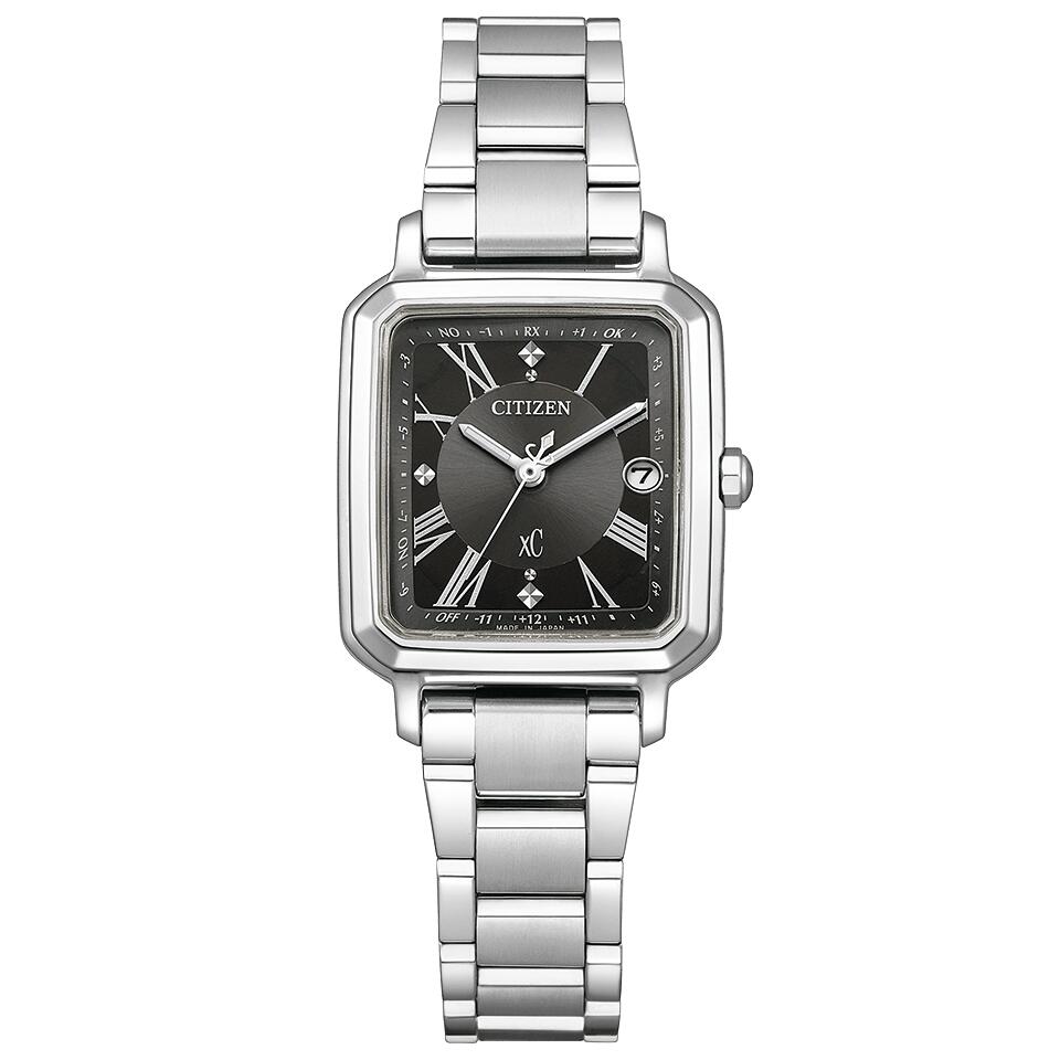 国内正規品 XC クロスシー シチズン CITIZEN hikari collection 2way 替えバンド付き ES9500-69E 電波時計 エコドライブ ソーラー チタン 黒文字板 スクエア型 角 最長5年保証 バンド調整サービス ラッピングサービス