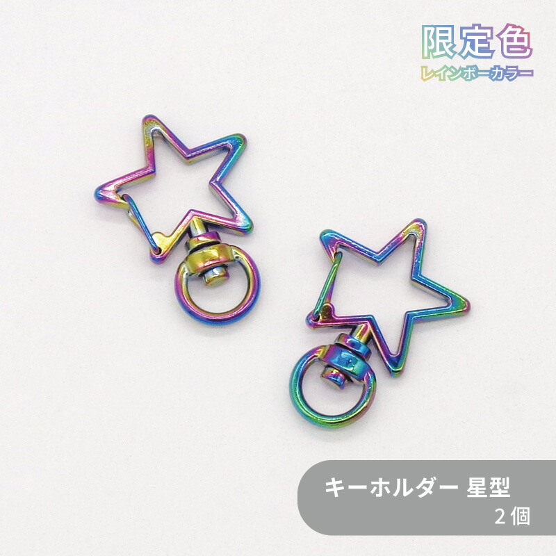 楽天市場】【限定色】キーホルダー(星) C25ST 約27mm 虹色 2個