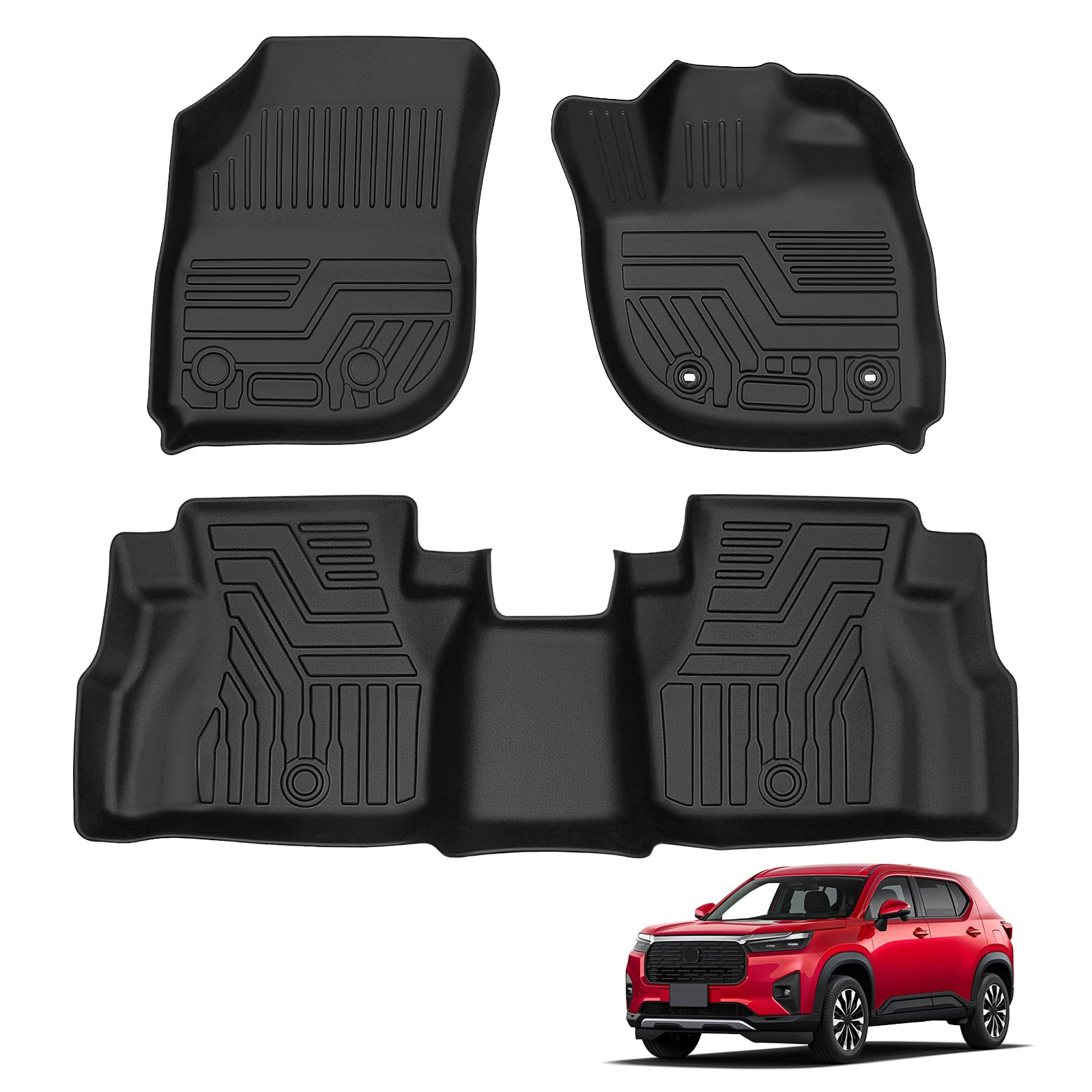新型 WR-V フロアマット セカンドマット 車種専用設計 WRV DG5型 1&2列目 立体 TPE素材 カーマット 滑り防止 耐汚れ 3D 取付簡単 カー用品 立体構造 耐摩擦 防水 カスタムパーツ インテリア 保護パーツ 3pセット