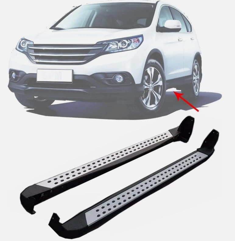ホンダCRV CR-V 2012-2016サイドステップコンプリートキットカーナーフバー用ランニングボード2個 アップグレードブラックパネル 滑り止め粒子付き ブラック&シルバー (専用車両のみ)|Tsumugi