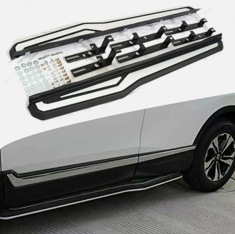 ホンダCRV CR-V 2017-2022サイドステップコンプリートキットカーナーフバー用ランニングボード2個 アップグレードブラックパネル 滑り止め粒子付き ブラック&ホワイト (専用車両のみ)