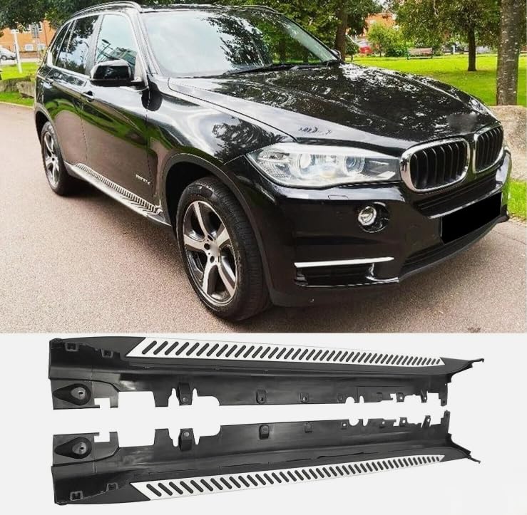 BMW X5 F15 2014-2018 サイドステップコンプリートキット車用ナーフバー アップグレードブラックパネル 滑り止め粒子付き ブラック&ホワイト(専用車両のみ) 2個