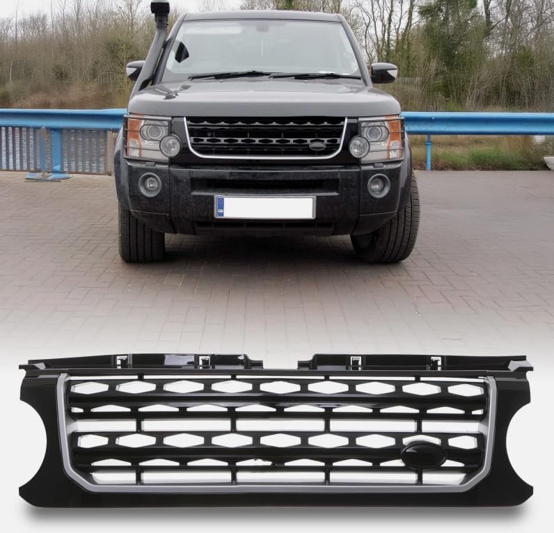 LR Discovery 4 2014-2016 フロントグリルバンパーメッシュカバー 衝突保護 アンダーボディ保護 アンダーボディシールド ブラック&シルバー 2個
