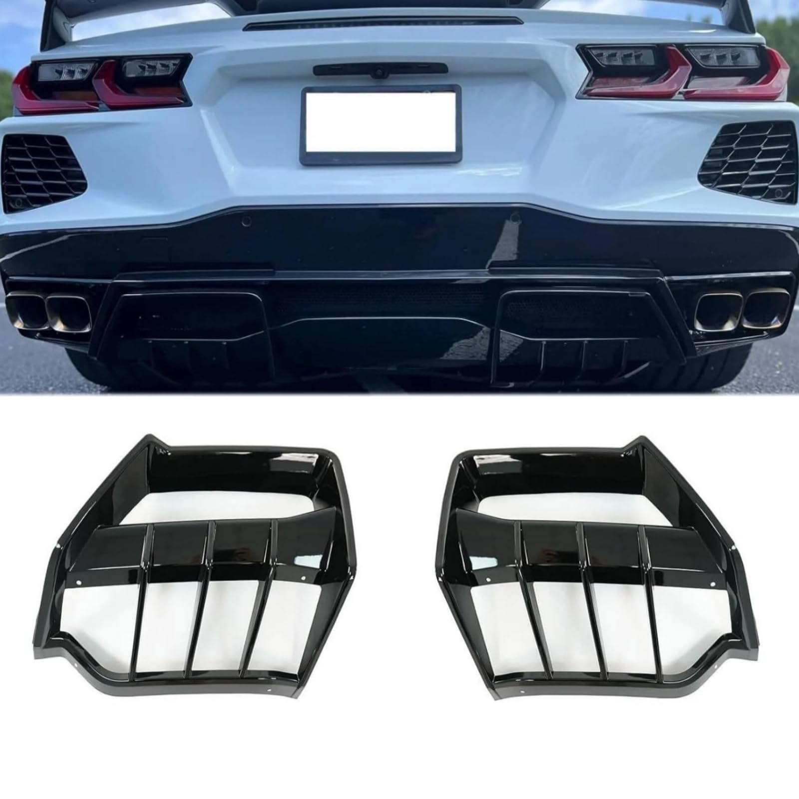 リアディフューザー 2020-2025 シボレー コルベット C8 ストリングレイ/Z51/E-レイ 車種専用 リアパンバースポイラー リアパンバーディフューザー ABS 塗装済み 艶あり黒 21,867円