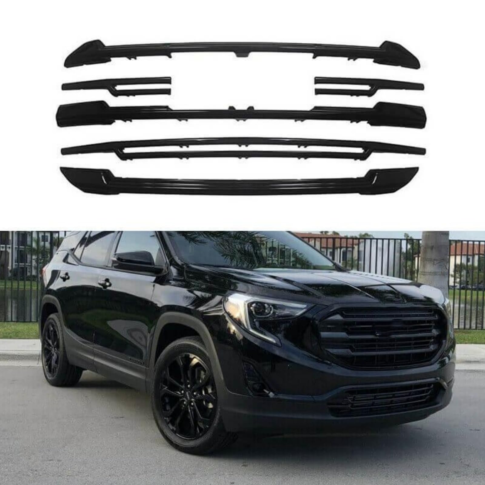 フロントグリル カバー 2018-2021 GMC Terrain SL/SLE グロスブラック グリルカバー バンパーガード 傷防止 外装 オーバーレイカバー トリム｜Tsumugi