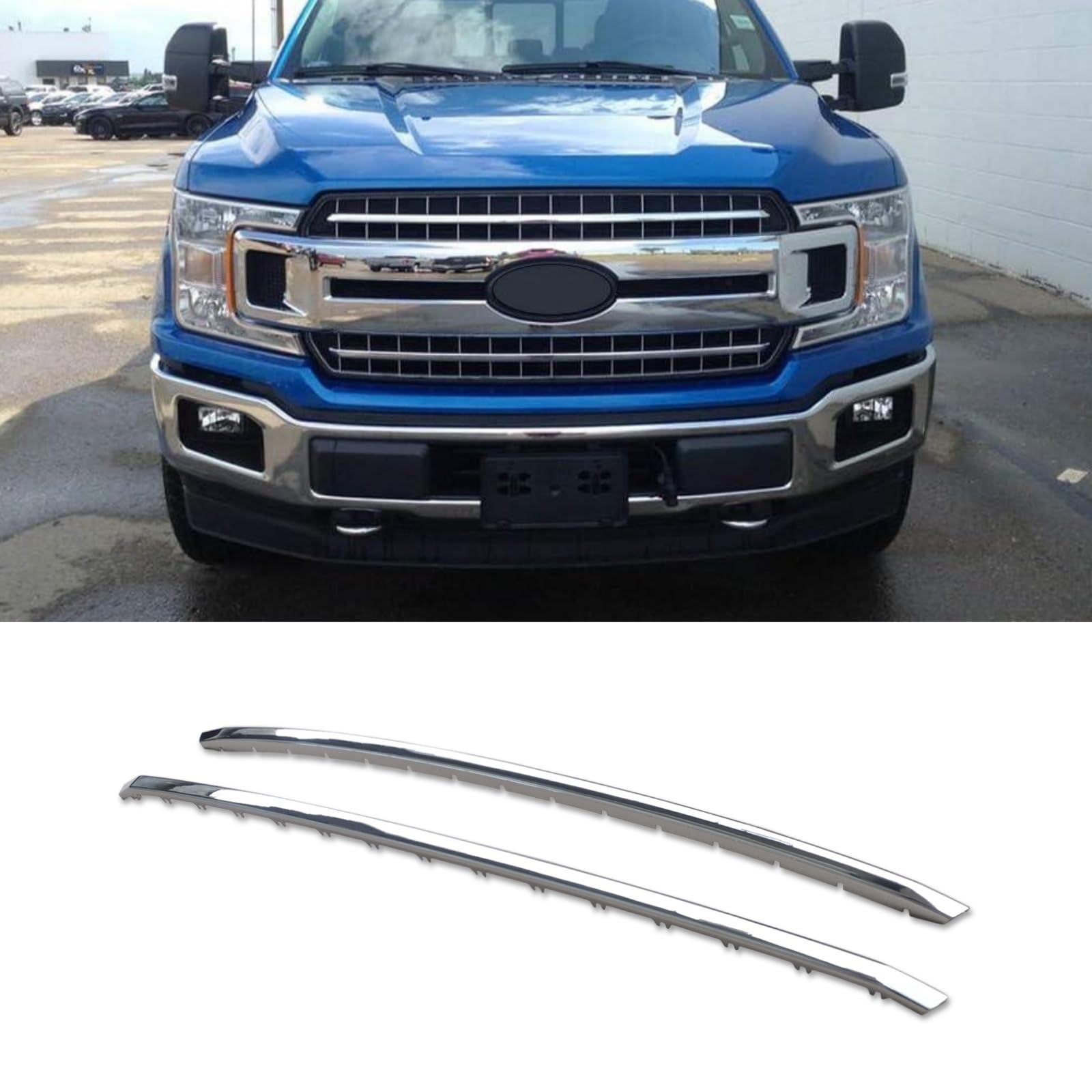 フロントグリル カバー 2018-2020 フォード F-150 XL クロームグリルカバー オーバーレイカバー トリム バンパーガード 傷防止 外装 3点セット(交換用ではありません)