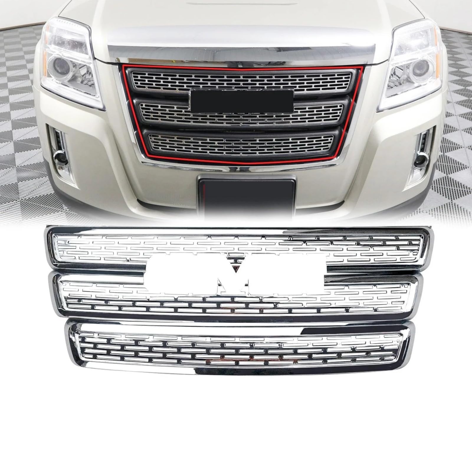 2010-2015 GMC テレーン Terrain SLE SLT グリルオーバーレイ フロントフードグリル クローム ドレスアップカバー Not Replacement｜Tsumugi