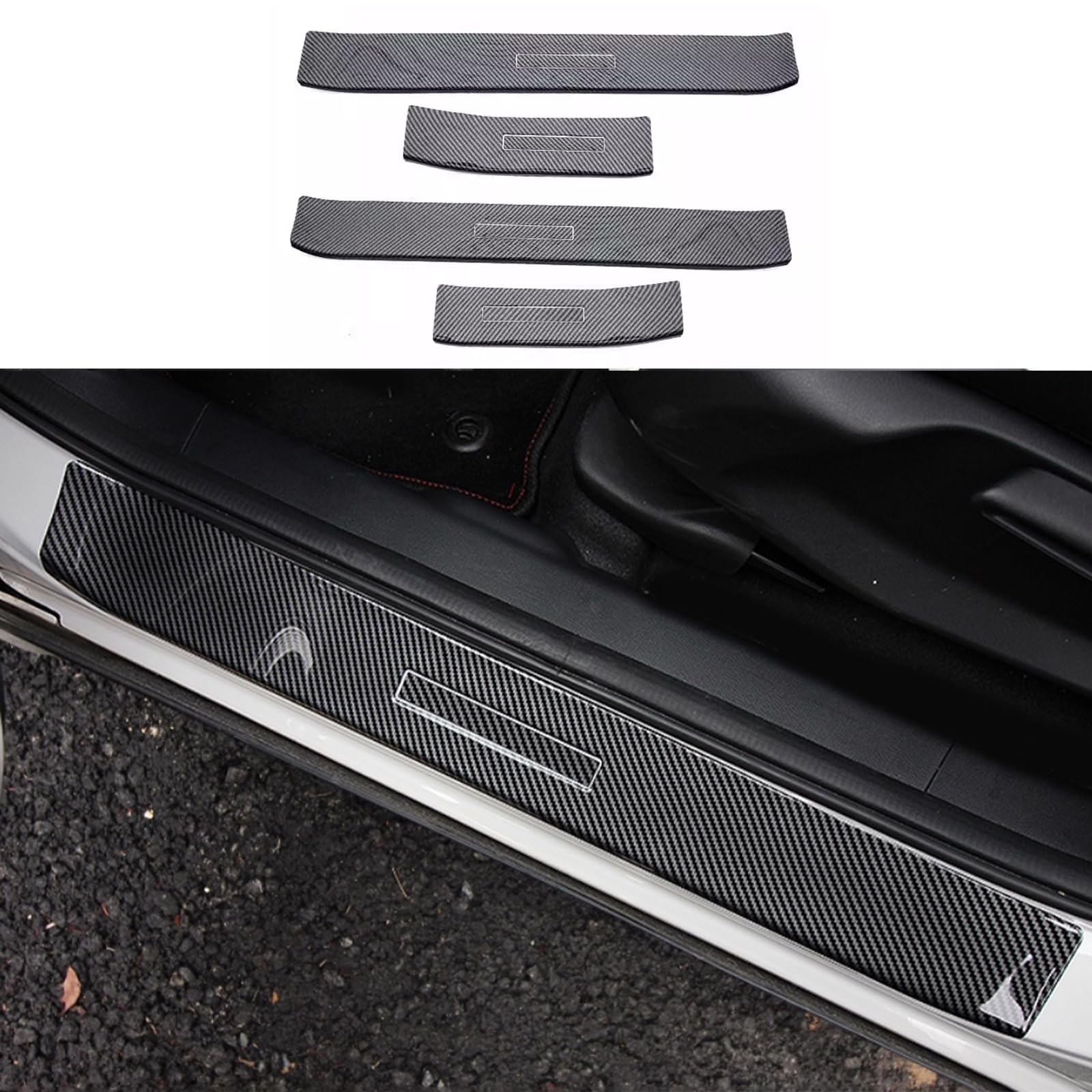 ホンダ 新型 フィット 4代目 GR系 専用スステップ ガーニッシュ サイドステップガーニッシュ外側Honda Fit 専用設計内装 パーツ アクセサリーABS4枚【カーボン調】