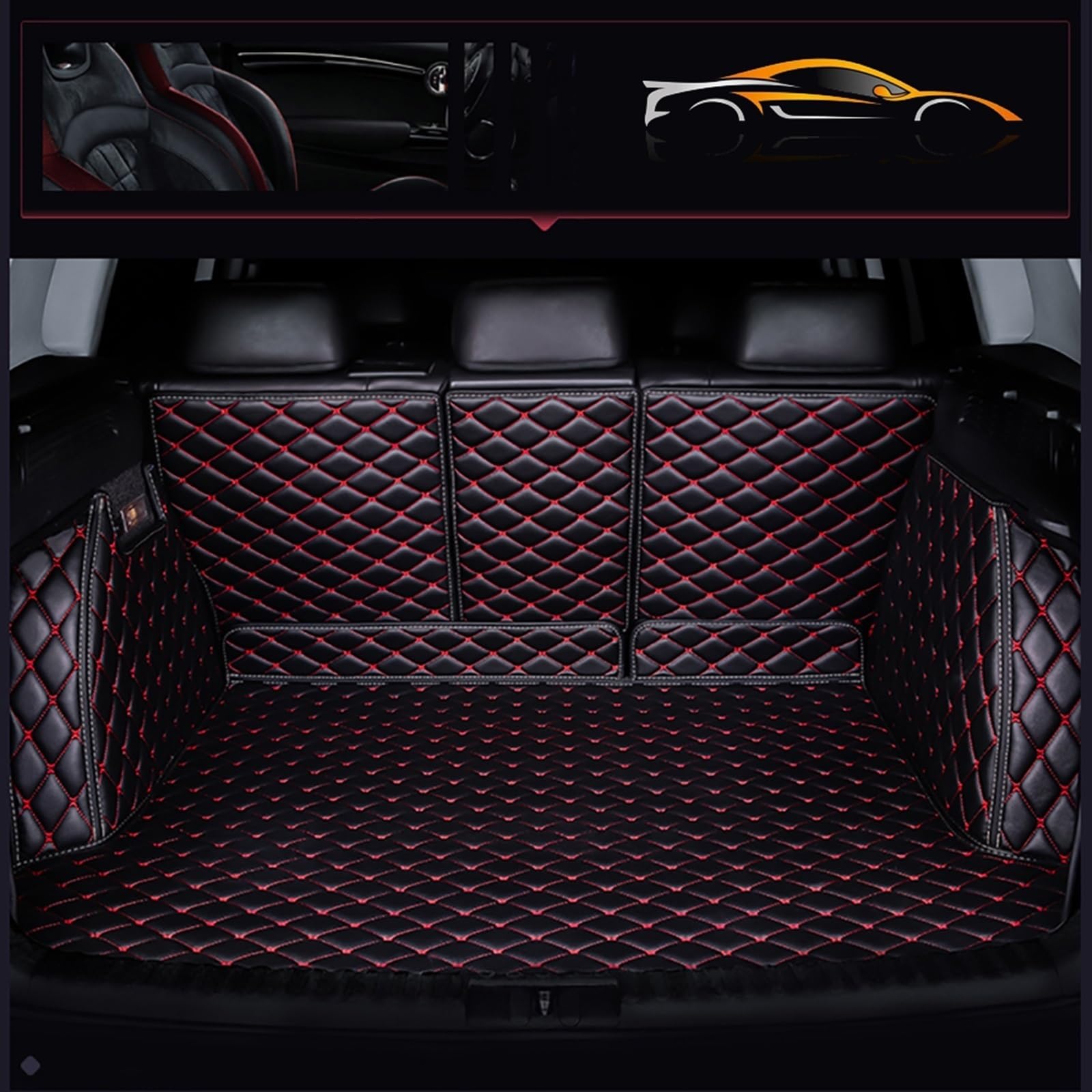 車のトランクマット BMW 3シリーズ F30 セダン2012年~2019年 に適用 車種専用設計 3D 車の フルカバー ラゲッジマット 水洗い可能 耐汚れ 荷台マット 耐久性のあるカーゴマット(黒赤線)