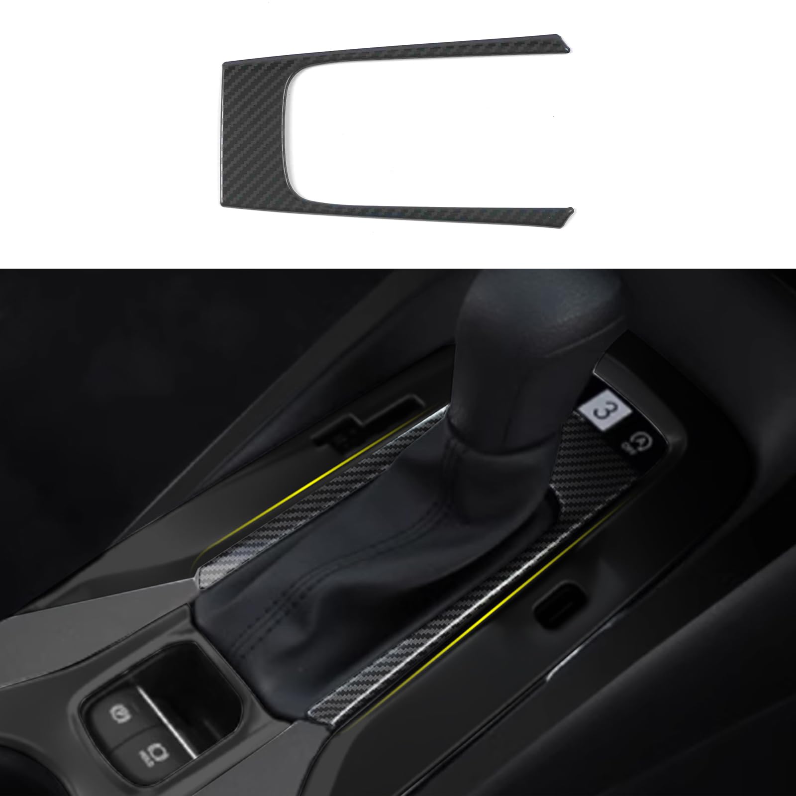 トヨタ カローラクロス 専用カーギアシフトノブパネルトリムカバーステッカー おしゃれ カスタム ドレスアップ Corolla Cross 専用 設計内装 パーツ アクセサリー304ステンレス1枚【カーボン調】