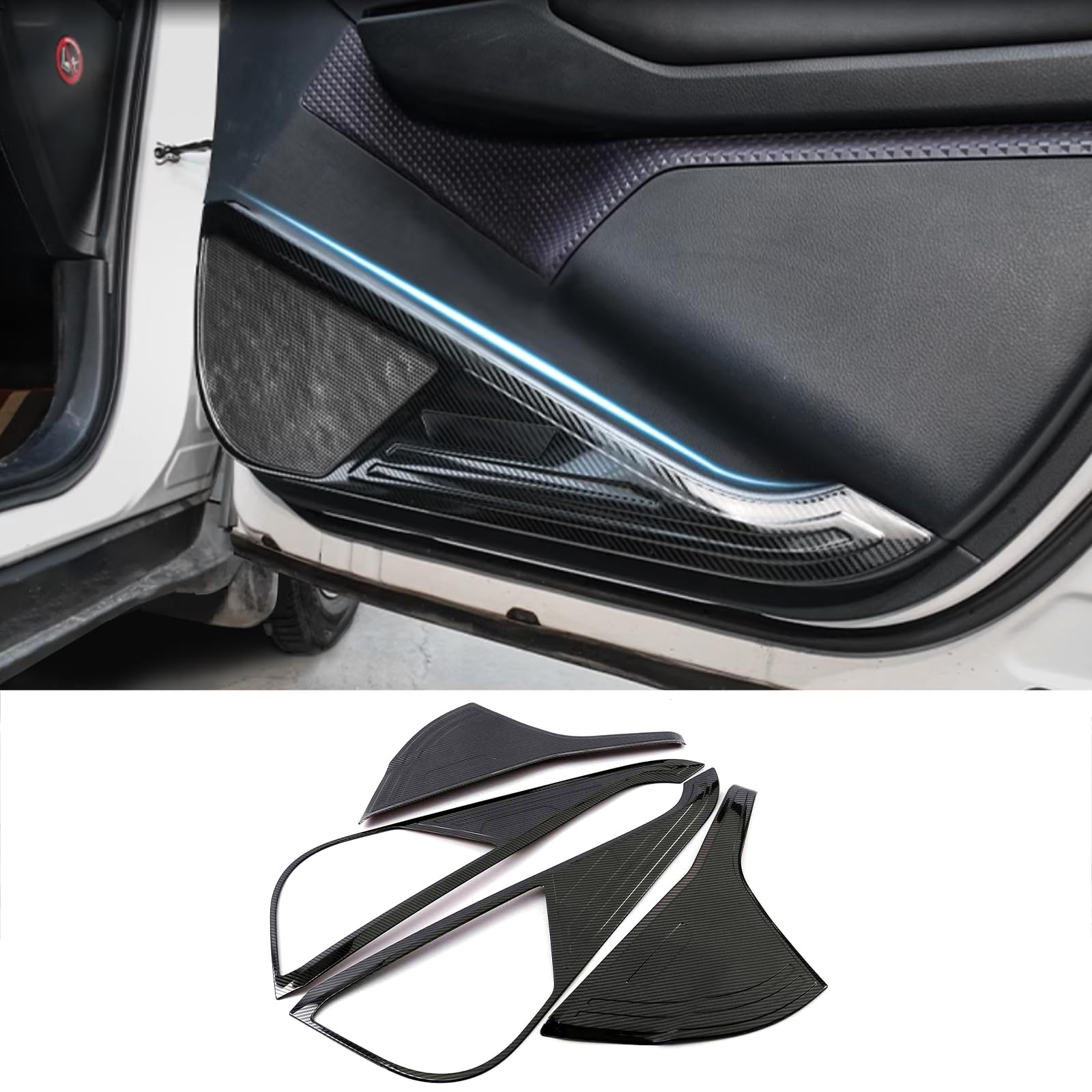 トヨタ C-HR 専用ドアキックガード フロントドアキックマット ドアトリムカバー ドアパネル ドアプロテクター Toyota CHR 専用設計内装 パーツ アクセサリーステンレス4枚【カーボン調】