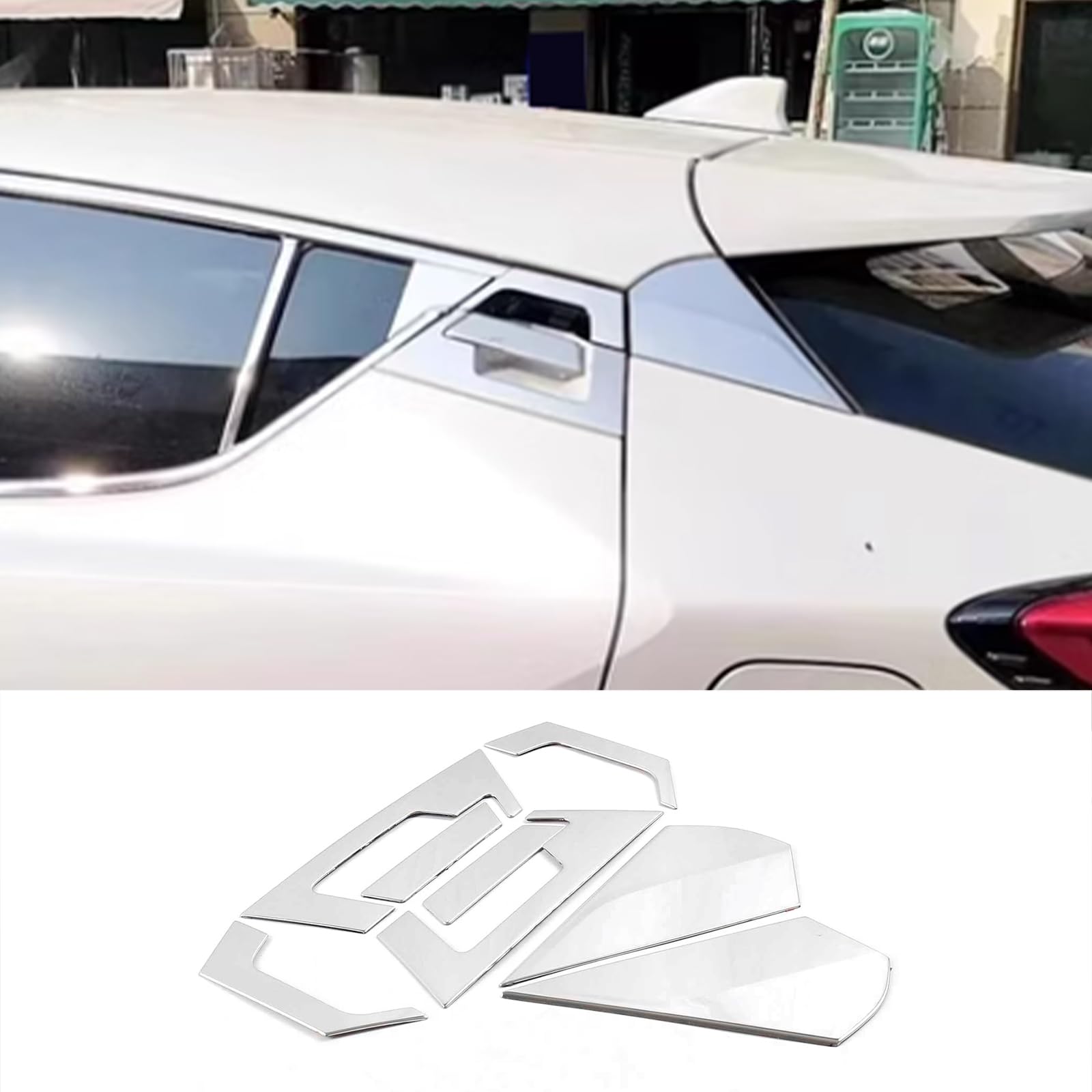 トヨタ C-HR 専用後部ドアハンドル プロテクター カバー ドアノブの爪キズ防止に&リアウィング ガーニッシュ リアハッチ サイドピラー パネル ルーフ スポイラーToyota CHR 専用設計内装 パーツ アクセサリーステンレス8枚【シルバー】|Tsumugi