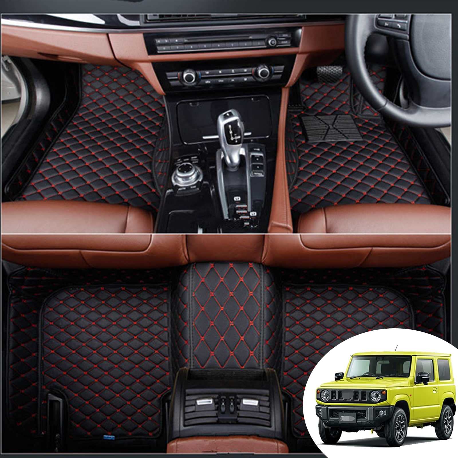 カーフロアマット スズキ ジムニー JB64W 2007-2017/2019に適用 カスタム車のフロアマット 車種専用設計 レザーフロアマット 消臭?抗菌効果 滑り防止 耐汚れカーマット 取付簡単 保護パーツ カー用品 5人乗り(右ハンドル)