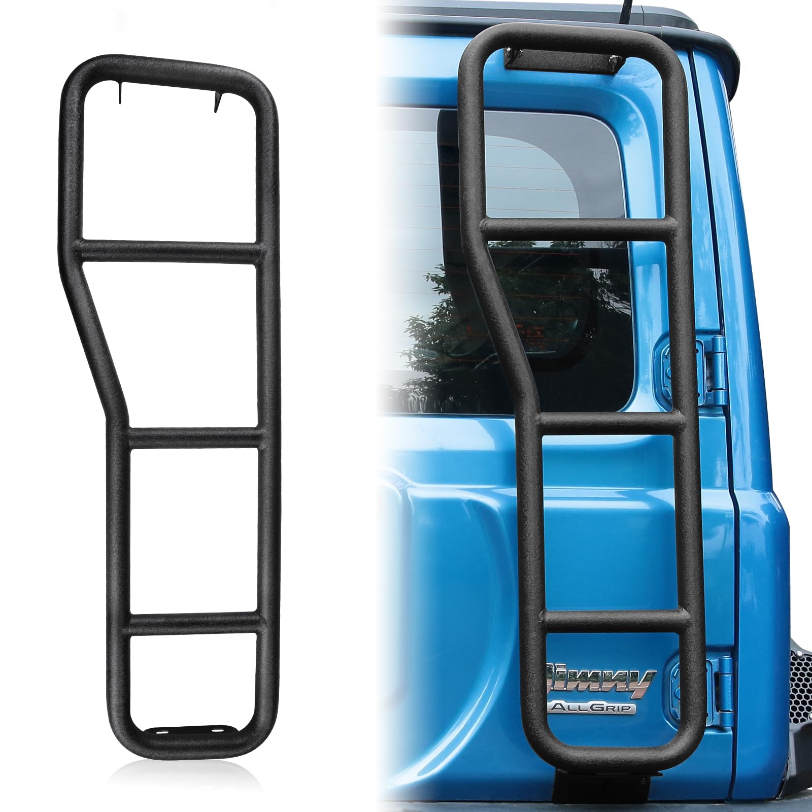 ジムニー JB64 / JB74専用 リアラダー 一体式 円形ラダー 取付簡単 穴あけ不要 鉄製 バックドア用 登りやすい ルーフ作業?戸外活動向け