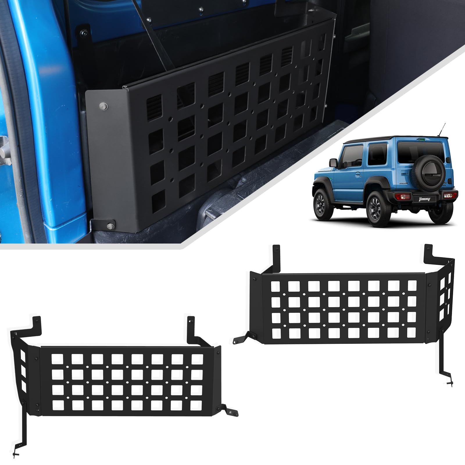 ジムニー JB64 / JB74専用 収納ラック 両側収納ボックス トランク拡張棚 透かし彫り設計 アルミ製 ホック掛け可能 小物入れ 荷物収納 トランク整理