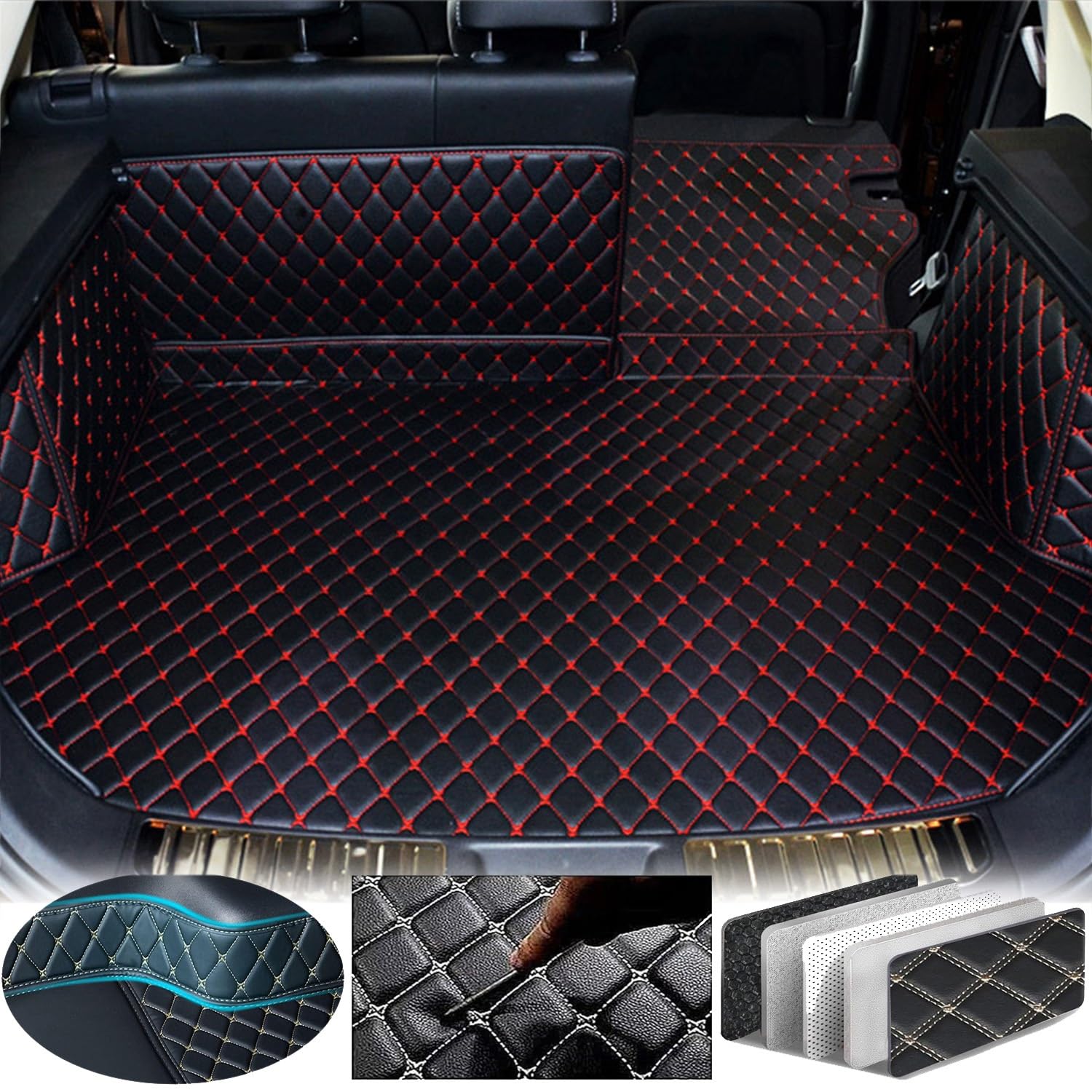 車のトランクマット に適用ジープ コンパス MP型 (右側にスピーカー) 2017.12~現行 3Dフルカバーカーゴマット 車種専用設計カーゴマット XPEレザー荷台マット 耐汚れ 滑り防止 傷防止 ラゲージトレイ 保護パーツ 水洗い可能 取付簡単 (Color : 黒赤) 8,384円