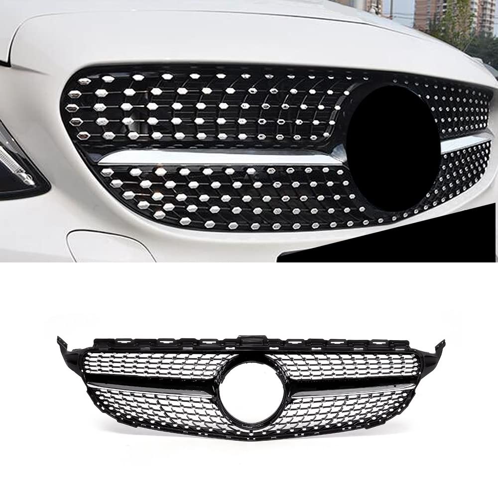 W205 グリル シルバーダイヤモンドグリル (2015-2018) Cクラス C250 C300 C350 C400対応 C63(クロームダイヤモンド)｜Tsumugi