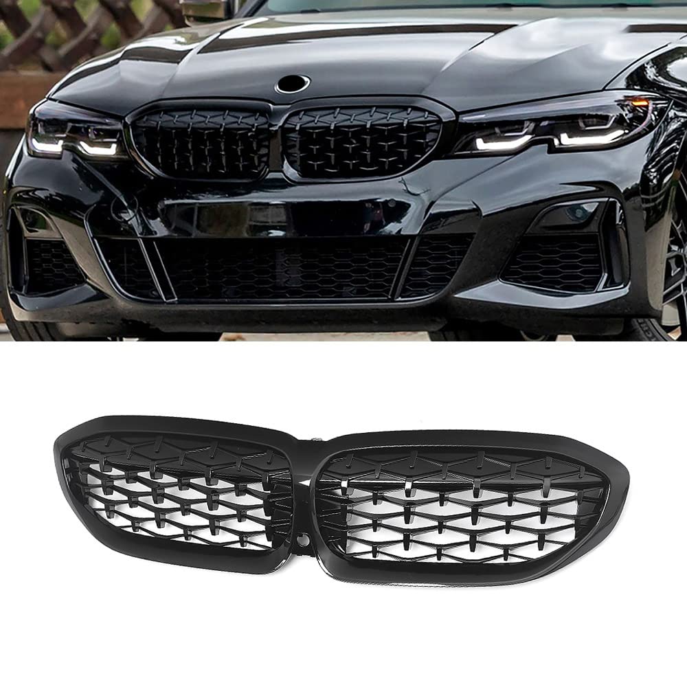 G20グリル、ダイヤモンドフロントキドニーグリル 2019-2022 BMW 3シリーズG20用(ABSグロスブラックグリル) 13,004円