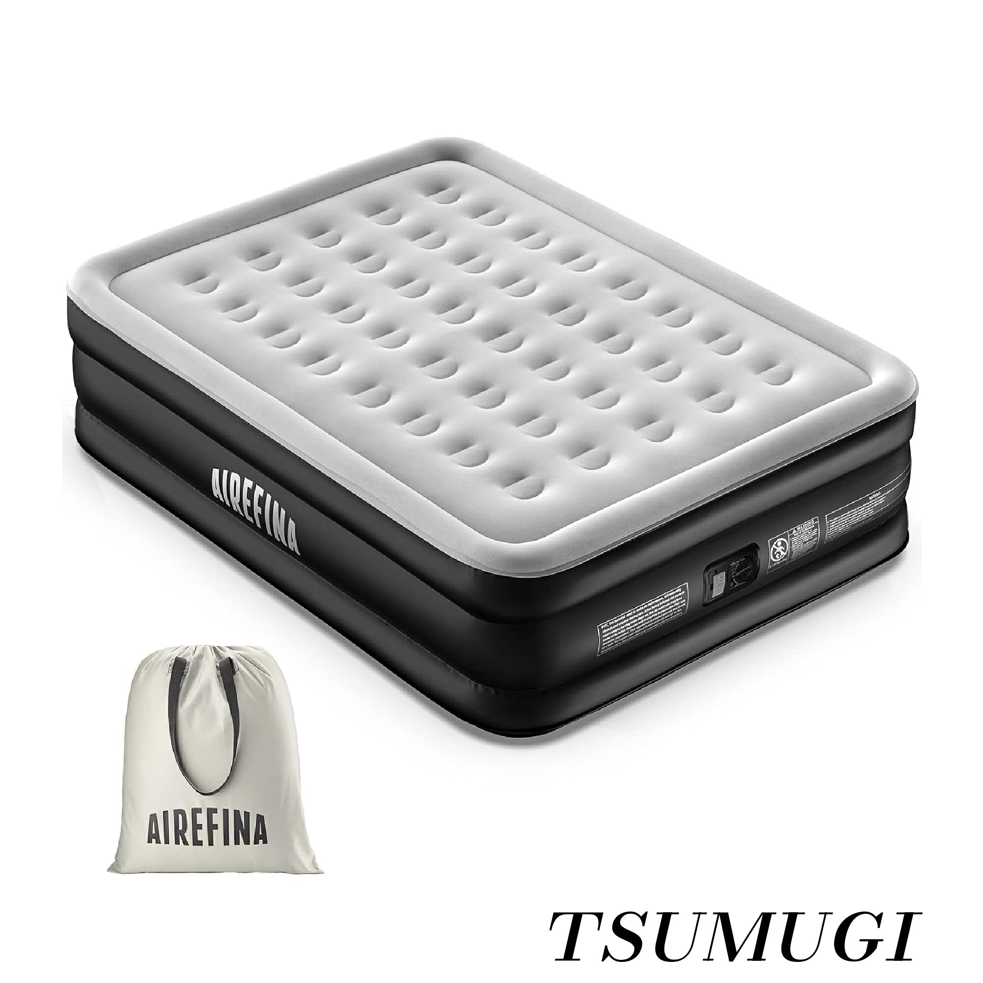 【まとめ買いで最大500円OFFクーポン!】【送料無料】エアーベッド ダブルサイズ 電動ポンプ内蔵 キャンプ マット 耐久性 高耐久 来客用 フロック表面加工 長さ203×幅152×厚さ46cm 耐荷重340kg 空気ベッド 快適な寝心地 折り畳み 収納袋付き キャンプ 予備ベッド 家庭用