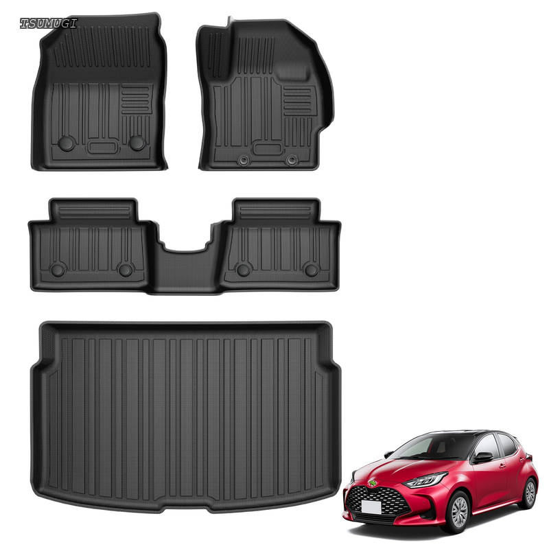 【貨物輸送無料】トヨタ ヤリス 立ち会い場つや消し+ラゲッジマット フルセット YARIS ラゲッジトレイ 2020年8月-付け届け 3D立体つや消し 雨合羽 ブートつや消し 汚れた状態押しとどめる TPE カスタム一部分(トヨタ ヤリス 立ち会い場つや消し+ブートつや消し 4点仕掛ける)