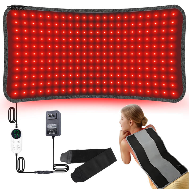 【送料無料】赤色ライトLED腰ベルト 携帯 61*30CM 10-90分タイマーオフ 、5レベルの調整可能、3つのモード、660nm+850nm｜つむぎハウス