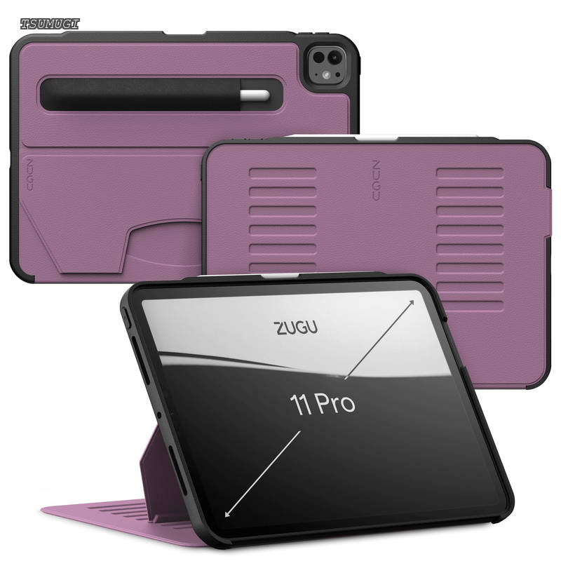 【送料無料】CASE iPad Pro 11 インチ M4 / M5 (2024 / 2025)との互換性あり ケース 極薄 落下衝撃保護 8段階スタンド機能 ペンホルダー ワイヤレス充電 オートスリープ (Pro11 カバー ベリーパープル)｜つむぎハウス