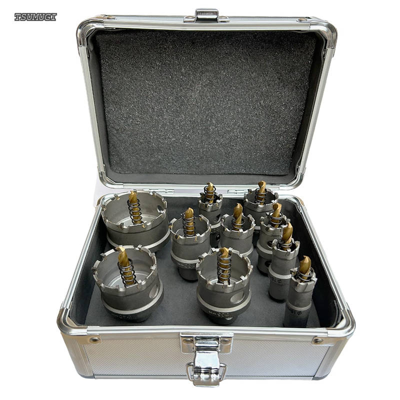 【送料無料】12mm ~ 200mm 超硬 ステンレス ホールソーセット インパクト 穴あけ 耐久性 スパイラルドリル 電動ドリル ホルソー ホールカッター 切削工具【金属 鉄 アルミ 木材など DIY 穿孔 六角レンチ ケース付き】 (10個セット)|つむぎハウス