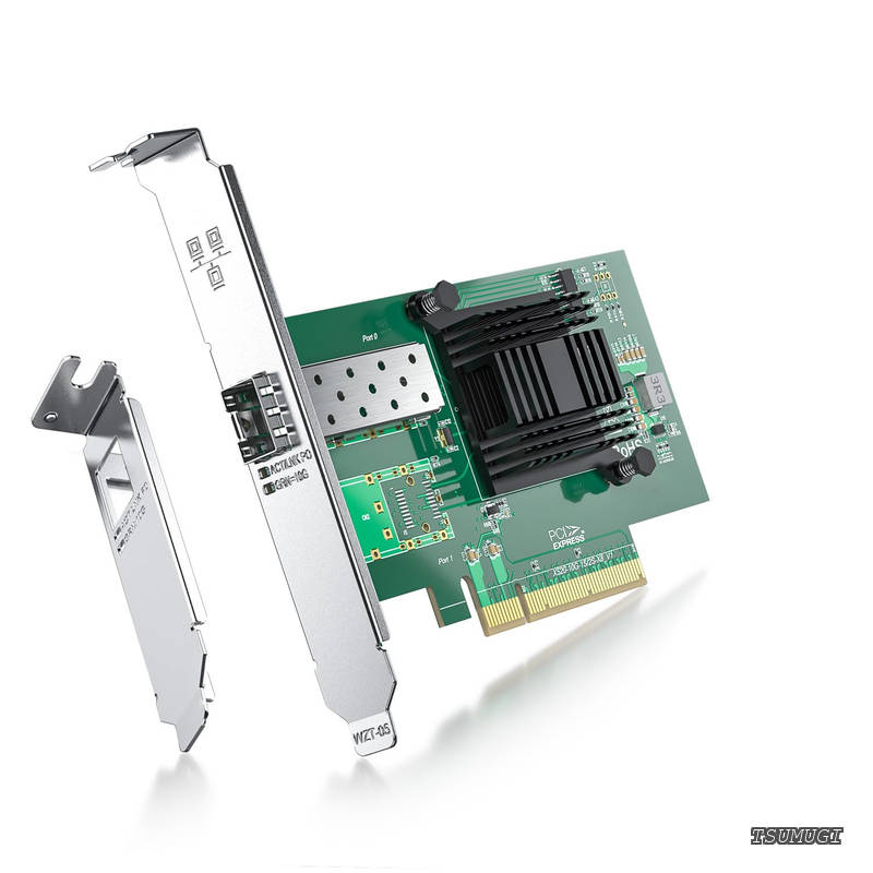 【送料無料】10Gネットワークカード Intel X520-DA1/X520-SR1 82599EN 純正ボード(チップ)実装 シングル SFP+ポート PCI-E2.0 X 8 PCサーバ用|つむぎハウス