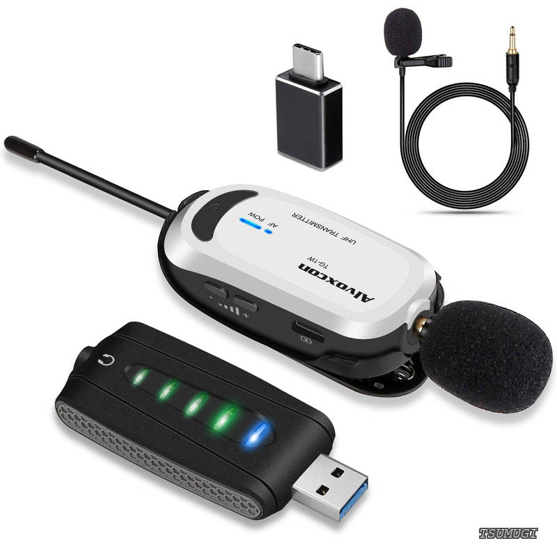 【送料無料】USB ワイヤレスマイク ピンマイク クリップマイク 低遅延 無線マイク PC/Androidスマホ対応 モニタリング イヤホン端子付き UHF クリア音声 録音 動画撮影 YouTube Zoom ニコニコ 日本語説明書 UM310｜つむぎハウス
