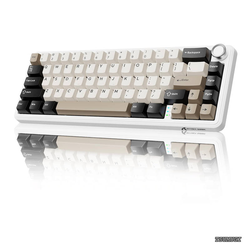 【送料無料】X66 ゲーミングキーボード 65%レイアウト ガスケット ホットスワップ対応 三つの接続モード 2.4Ghz無線/Bluetooth/USB-C有線 メカニカル 金属ボリュームノブ付き 南向きLED 3000mAhバッテリー RGBバックライト HIFI音 潤滑済みリニアスイッチ Win/Mac用 【技適認|つむぎハウス