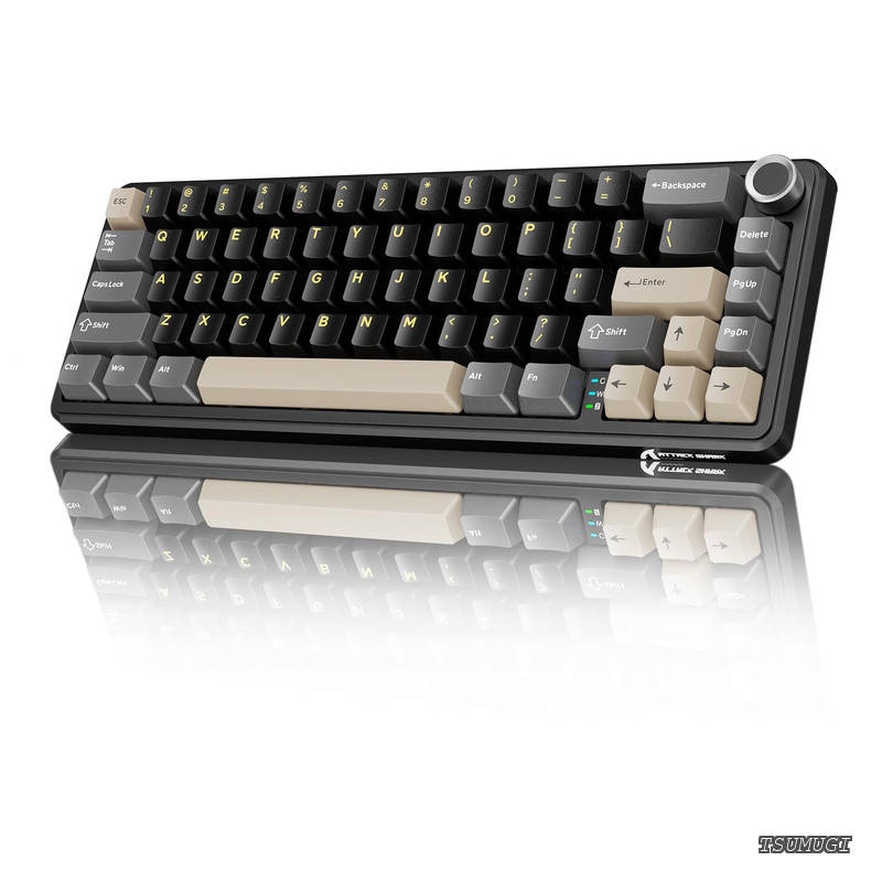 【送料無料】X66 ゲーミングキーボード 65%レイアウト ガスケット ホットスワップ対応 三つの接続モード 2.4Ghz無線/Bluetooth/USB-C有線 メカニカル 金属ボリュームノブ付き 南向きLED 3000mAhバッテリー RGBバックライト HIFI音 潤滑済みリニアスイッチ Win/Mac用 【技適認|つむぎハウス