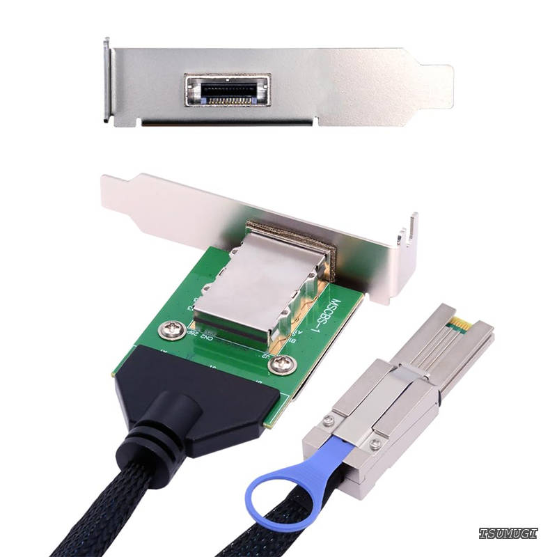 【貨物輸送無料】SAS SFF-8088 牡 - SFF-8088 刃針押しひろげる有線テレビ PCBA ロープロファイルブラケット付き添い人