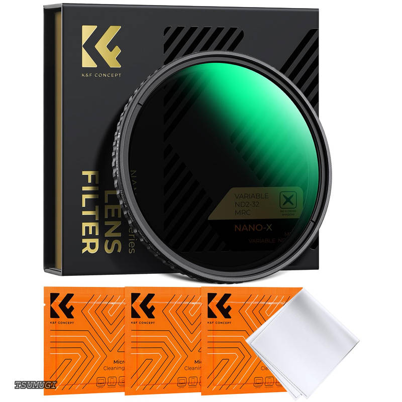 【送料無料】CONCEPT 67mm 可変NDフィルター ND2-ND32 X状ムラなし 光学ガラス HD超解像力 超低い反射率 28層ナノコーティング 撥水撥油キズ防止 薄枠 ビデオ/風景撮影のレンズフィルター (Nano-Xcel)｜つむぎハウス