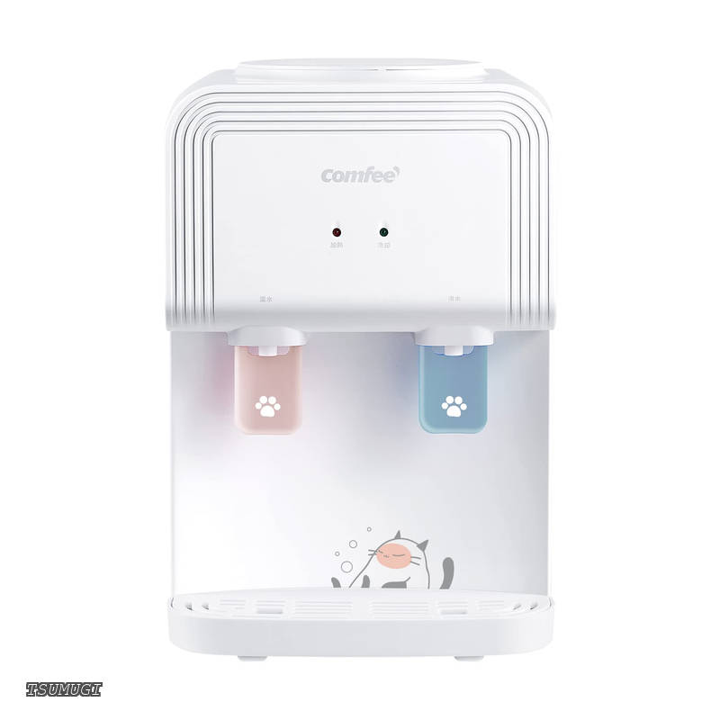 【送料無料】ウォーターサーバー ねこ かわいい ペットボトル式 卓上 家庭用 温水/冷水 コンパクト 2Lペットボトル利用でき キャップ付き 小型 軽量 転倒防止 ねこシリーズ ホワイト 254*296*384mm|つむぎハウス