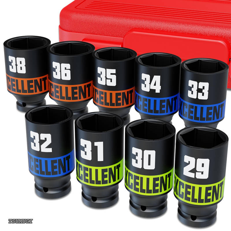 【送料無料】ディープソケット 12.7mm 1/2 インパクトソケットセット 29mm-38mm 六角ソケットセット 自動車整備 から日曜大工|つむぎハウス