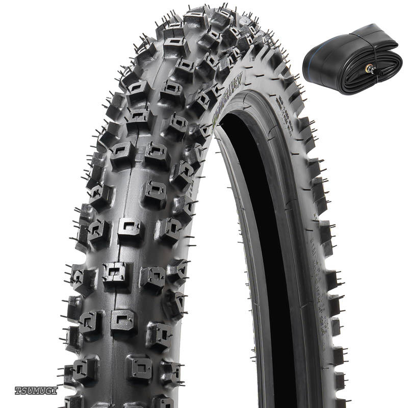 【送料無料】タイヤ 51M 80/100-21 バイクタイヤ + 2.75/3.00-21 チューブ 肉厚 バルブ TR4 適用 オフロードバイク/二輪 オートバイク用 P-2007|つむぎハウス