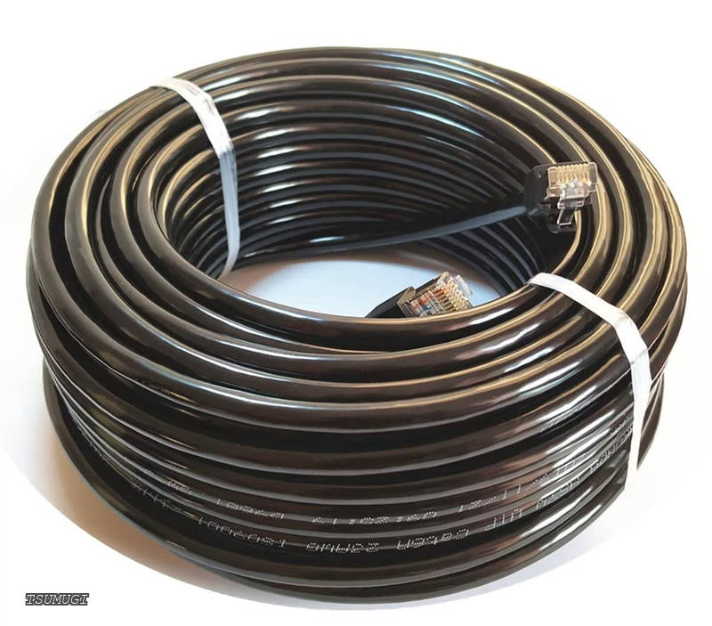 【送料無料】CAT6A 屋外 LANケーブル 屋外仕様 2重被覆 PoE対応 カテゴリー6A 屋外用 コネクタ付 インターネットケーブル 紫外線 難燃性 耐候性 高耐久 ケーブルクリップ付属 LAN配線 アウトドア 十字セパレーター 防水 ブラック｜つむぎハウス