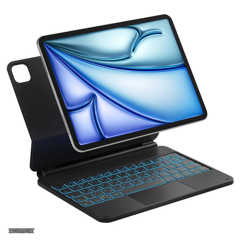 【送料無料】マジックキーボード JIS日本語配列 iPad Air 11インチ M4 2026/M3 2025/M2 2024 対応 iPad Air 第8/7/6/5/4世代 キーボード付きケース iPad Pro 11 第4/3/2/1世代 対応 トラックパッド搭載 7色バックライト 磁気吸着 ブラック KB09119|つむぎハウス