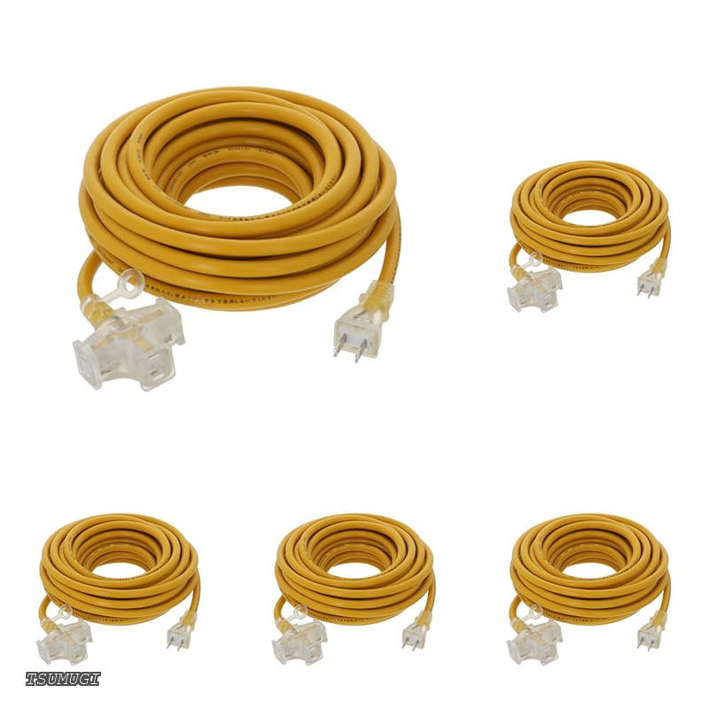 【送料無料】M.M 作業用 カラー 延長コード ソフトタイプ 10m 3口 イエロー TG-COD-1003YA 1500Wまで 125V 15A 3個口 3分配 黄 黄色 電源タップ トリプルタップ コンセント 電源ケーブル 延長ケーブル 電源コード コンセント たこあし 延長電源 電工 (&times; 5)｜つむぎハウス 10,469円