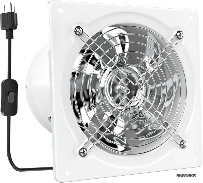 【送料無料】250mm 業務用 ダクト用換気扇 中間取付形ダクトファン 大風量 強力 ON/OFFスイッチ付き 金属製 排気ファン 台所・作業所・倉庫排気用 (25cm-白)|つむぎハウス