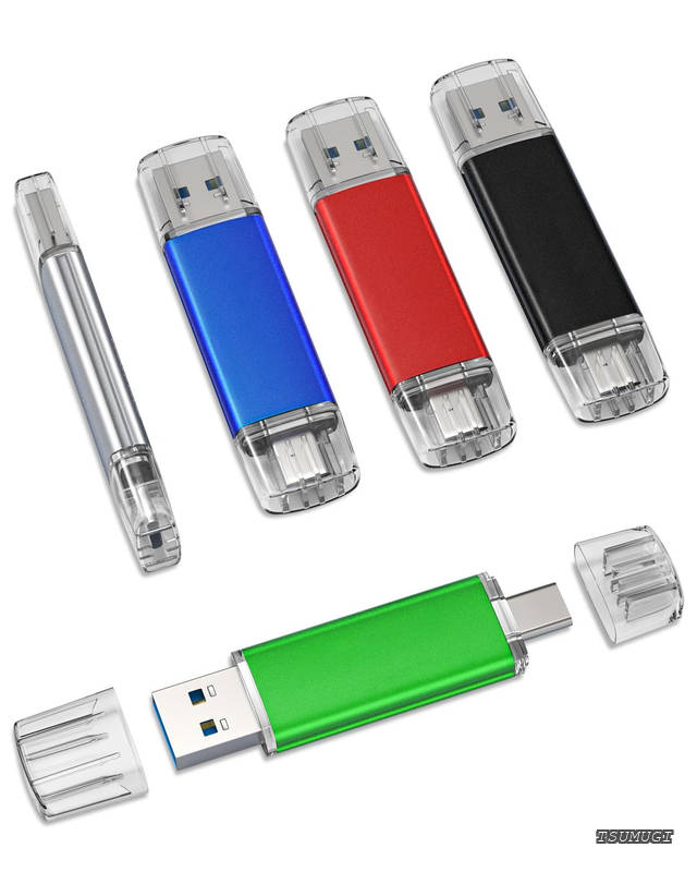 【送料無料】USBメモリ Type-C 32GB 5本セット デュアルUSB3.0＋Type-C対応 iPhone 16/15 Androidスマホ パソコン タブレット Mac ノートPC対応｜つむぎハウス