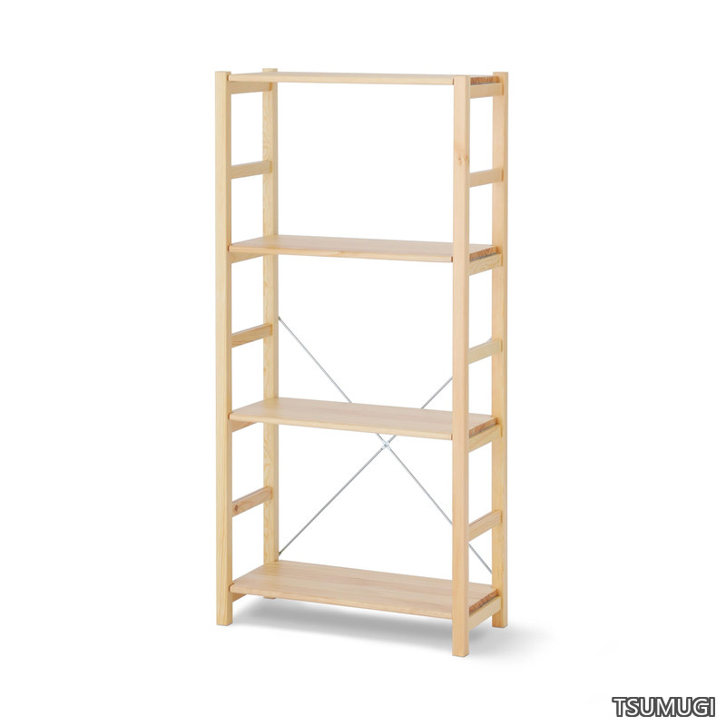 【送料無料】パイン材ユニットシェルフ 中 幅58×奥行26×高さ120cm 61182421 ウォールシェルフ 棚 本棚|つむぎハウス