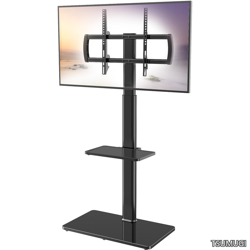 【送料無料】壁寄せ ハイタイプ テレビ台 tvスタンド 32~65インチ対応 VESA/横100～400mm/縦100～400mm 耐荷重40kg 高さ調節可能 左右40&deg;首振り可能 家用/学校/ビジネス展示用/病院業務用 ブラック HT2002B｜つむぎハウス