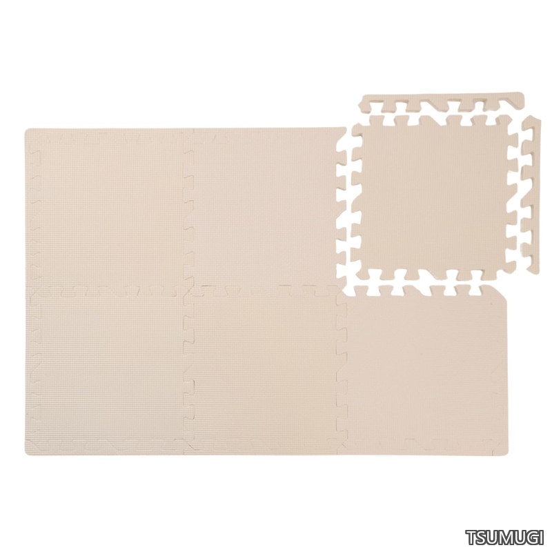 【送料無料】ジョイントマット 30×30cm 極厚2cm 54枚セット(3畳用) フチ付き アイボリー ノン・ホルムアルデヒド 抗菌加工 床暖房対応 水洗いOK 床保護 キズ防止 防音 振動吸収 床材|つむぎハウス